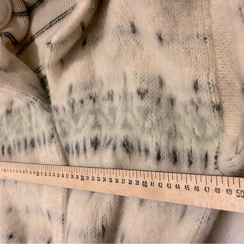 ALAFOSS ICEWOOL Ivory & Brown Virgin Wool Full-Zip Belted Sweater Coat-  Sz S - Picture 14 of 14